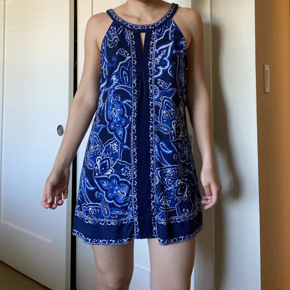 INC Blue Paisley Tunic